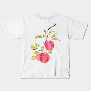 red apple watercolor painting Kids T-Shirt